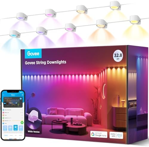 Govee Smart RGBIC String Downlights, 32.8ft with 50 LEDs, White by Unknown