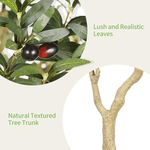Realead 6ft Artificial Olive Tree with Tall Exquisite Planter - Image 4