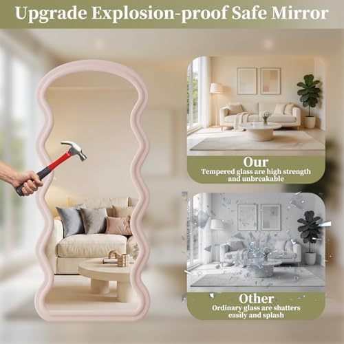 Koonmi 71“x32” Wavy Mirror Full Length, Flannel Full Body Mirror - Image 4
