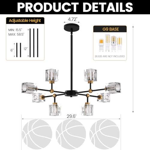 Crystal Sputnik Chandelier with 8-Light Modern Light Fixtures - Image 6