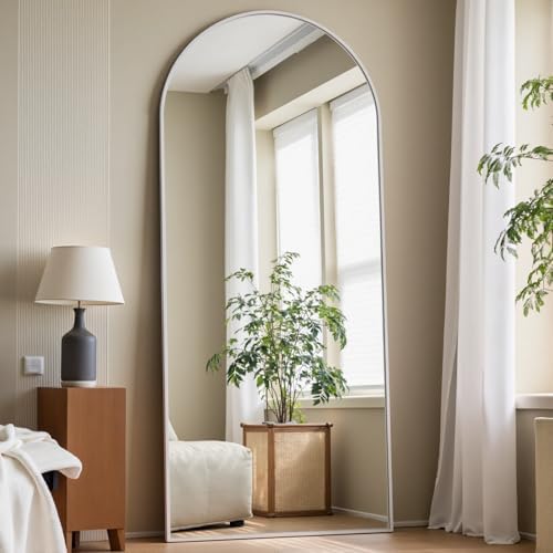 Dewfig Arched Full Length Mirror, 57"X20" Large Full Body Mirror, White - Image 2