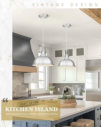 11.5" Brushed Nickel Pendant Light for Kitchen Island, Metal Shade - Image 5
