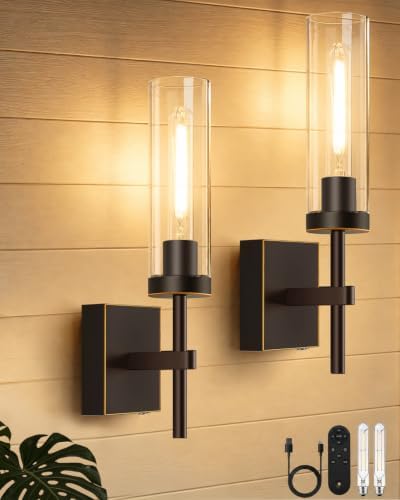 Battery Operated Wall Sconce Set of 2 with Remote Control,Fast Charging,Wireless Wall Lights for Living Room Bedroom Hallway,Oil-Rubbed Bronze by Unknown