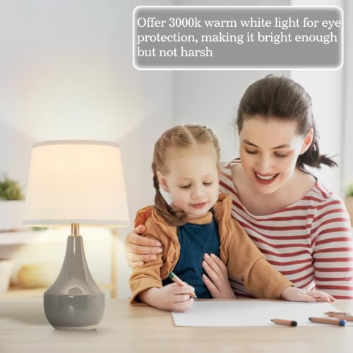 GyroVu 18" Table Lamp Set of 2, Ceramic Table Lamp Classic Beside Lamps Nightstand Lamp Modern Lamp for Living Room, Bedroom & Office Rocker Switch Grey-LED Bulbs Included - Image 2