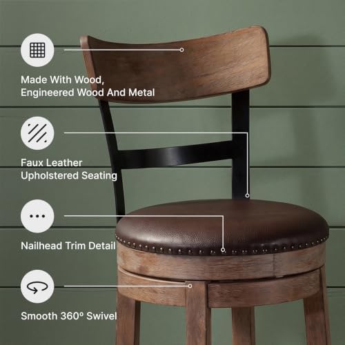 Signature Design by Ashley Pinnadel Counter Height Swivel Bar Stool, Brown - Image 5