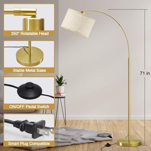 Luvkczc Arc Floor Lamp, 71" Tall Standing Lamp with On/Off Foot Switch - Image 2