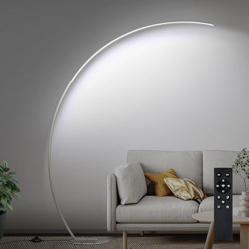 Dimmable LED Floor Lamp with 3 Color Temperatures, Ultra Bright 2000LM Brushed Nickel Arc Floor Lamps for Living Room, Modern Tall Lamp with Remote Control Reading Floor Lamp for Bedroom Office by Torondo