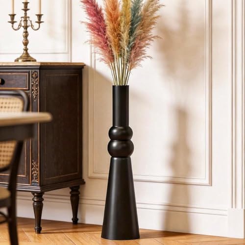 23.6Inch Black Floor Vase – Modern Minimalist Decorative Resina Vase for Living Room, Bedroom, Office, Faux Flowers, Table, Mantel, Entryway by icoloursky