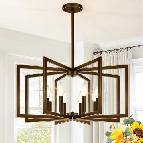 25"-61" Height Adjustable Modern Oil-Rubbed Bronze Chandelier for Dining Room, No Assembly Required Dining Room Light Fixture Over Table, Industrial Metal Pendant Lights Fixture for Kitchen Island by BringBrightnesstoYourLife