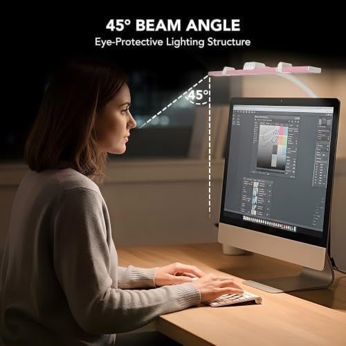 LED Desk Lamp for Home Office with Base, 28.2" Adjustable Gooseneck Swing Arm Bright Desk Light, Dimmable Architect Table Lamp for Desktop Computer Light, Reading, Study, Workbench（Pink） - Image 6