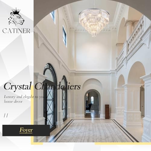 CATINER 30" Modern Crystal Chandelier,16-Light Large Chrome Light Fixture - Image 3