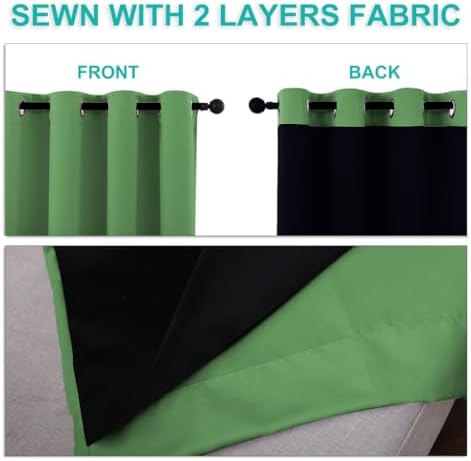 NICETOWN 100% Blackout Window Curtain Panels, Forest Green, 2 PCs, 62" Wide Each Panel, Cold and Full Light Blocking Drapes with Black Liner for Nursery, 84 inches Drop Thermal Insulated Draperies - Image 5