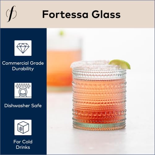 FORTESSA Jupiter Beaded Hobnail Glass Vintage Themed Drinkware Set, 10 Ounce Double Old Fashioned Glass (Set of 6), Dishwasher-Safe, Sage Green - Image 3