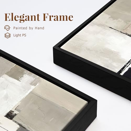 SAFERRYHOME Neutral Abstract Beige,Gray and Black Wall Art Set of 2,16"x24" - Image 4