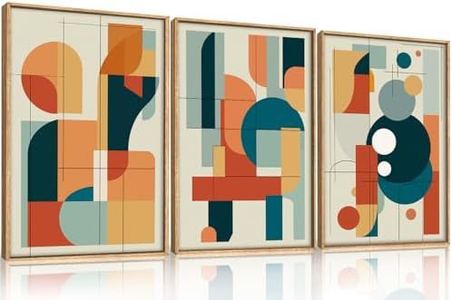 FWIEXA Mid Century Modern Wall Art Set Framed, Modern Canvas Art Wall Decor, Large Abstract Wall Painting, 3 Piece 16x24 Inches Artwork for Living Room, Bedroom, Office by FWIEXA