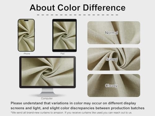 Vision Home Sand Pinch Pleated Full Blackout Curtains Linen Blended Room Darkening Window Curtains 108 inch for Living Room Bedroom Thermal Insulated Pinch Pleat Drapes with Hooks 60" Wx108 Lx1 - Image 6