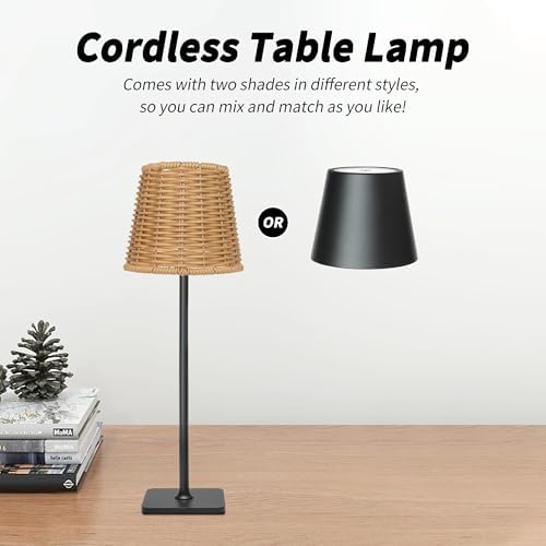 Mr. White Outdoor Waterproof Cordless Set of 2 Rechargeable Portable Top Touch Battery Operated Powered LED Table Lamp Desk Lamp Lights for Restaurant Kitchen Patio Dinner Dining (Black 2 Pack) - Image 3