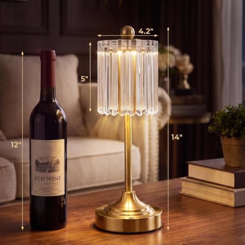 Set of 2 Vintage Cordless Accent Table Lamp 14" High - Image 5