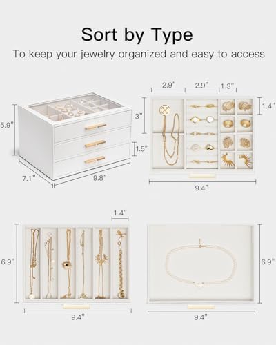 VLANDO Jewelry Box Organizer, 7-Layer Storage Drawers, Glass Window, Modern - Image 6