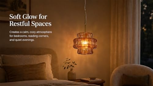 3-Tier 12 Inch Amber Crystal Glass Chandeliers, Modern Gold Luxury Round 1 Lights Hanging Pendant Light Fixture, for Dining Living Room, Bedroom, Foyer, Entryway(Included E26 Bulbs) - Image 4