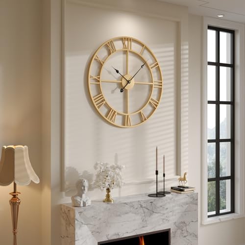 Cuspin 24 Inch Large Gold Wall Clock Decorative Wall Clocks for Living Room - Image 2