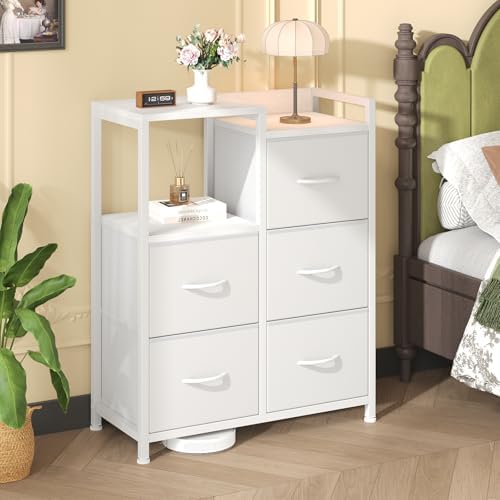 DUMOS White Dresser for Bedroom, 5 Drawer Small Fabric Closet Dresser - Image 2