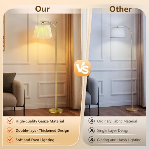 Karjoefar Thickened Gauze Shade Dimmable Arc Floor Lamps for Living Room - Image 4