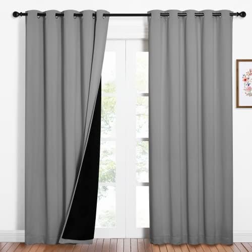 NICETOWN Silver Grey Full Shade Curtain Panels, Pair of Energy Smart & Noise Blocking Out Blackout Drapes for Dining Room, Thermal Insulated Guest Room Lined Window Dressing(Silver Grey, 62 x 84 inch) by NICETOWN