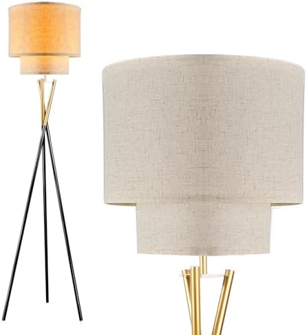 Lightdot Black Tripod Floor Lamp, Modern Floor Lamps for Living Room, Standing Lamp with Dual Drum, E26 Bulb Included, 67.7" Tall Floor Lamp for Bedroom, Home Office by LightdotLighting