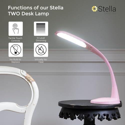 Two Task Lamp, 12W Adjustable Desk Lamp, Dimmable LED Light with Custom Color Temperature for Desk, Office, Bedroom, Living Room, Modern Design for Work, Study, Reading Needs, (Pink) - Image 3
