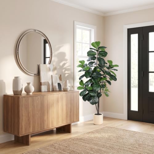 LYERSE Faux Fiddle Leaf Fig Tree 5ft with Sturdy White Planter - Image 3