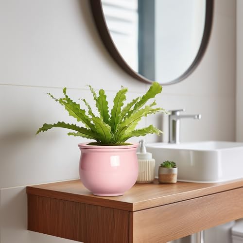 African Violet Pots, 6 Inch Ceramic Easy Self Watering Pots with Absorbent Inner Pot, Round Ceramic Planter for Indoor Plants, Small Flower Pot, Home Decor, Gifts for Plant Lovers, Pink - Image 5