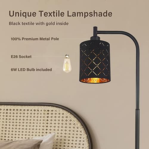 Gothic Floor Lamp with Laser-Cutout Lampshade, LED Standing Lamp for Living Room & Bedroom, 67 Inch Black Arc Modern Farmhouse Lamp with Foot Switch, E26 Base Socket, Perfect for Magic Decor Lamps - Image 4