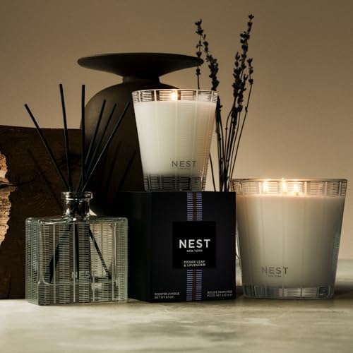 NEST New York Scented 3-Wick Candle, Cedar Leaf & Lavender - 21.2 oz - Up to 100-Hour Burn Time - Reusable Glass Vessel - Image 3