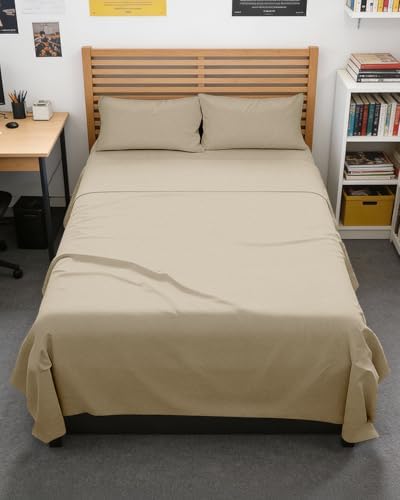 Full XL Sheets - 4 Piece Full XL Sheet Set - Breathable - Heathered Beige by CGKUnlimited
