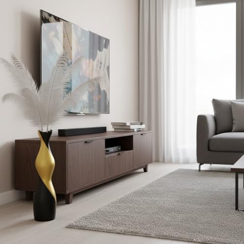 Tall Floor Vase - Matte Black & Gold Tall Decorative Vase, 24 Inch Modern Vase for Pampas Grass, Feathers, Dried Flowers, Home Decor Centerpiece for Living Room, Entryway, Bedroom - Floor Resin - Image 6
