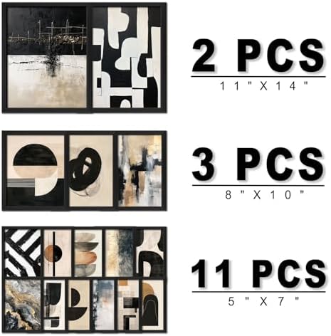 ANERZA 16 PCS Framed Black and White Abstract Wall Art Decor, Minimalist Wall Prints for Bedroom, Gallery Wall Frame Set, Posters for Living Room Aesthetic, Collage Kit, Dorm Artwork - Image 2