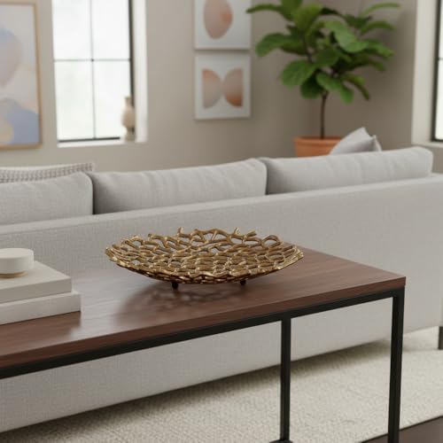 Modern Day Accents Coralino Decorative Coral Plate – Cast Aluminum Openwork Centerpiece Tray, Elevated Design with Protective Feet, Nickel Plated Silver or EPL Gold Finish - Image 3