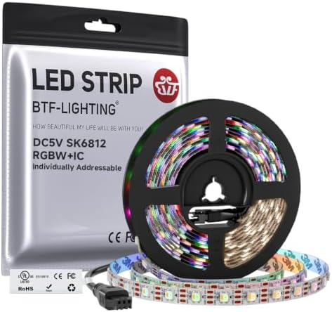 BTF-LIGHTING RGB+Natural White SK6812 LED Strip 16.4FT 300LED DC5V IP30 by BTF-LIGHTING
