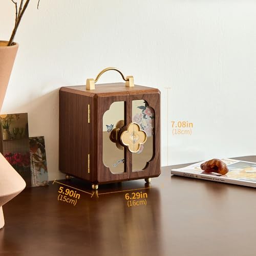 Black Walnut Jewelry Organizer, Wooden Jewelry Box with Gold Handle - Image 2