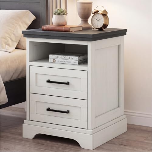 DUMOS Farmhouse Nightstand with Charging Station & USB Ports by DumosLifestyle