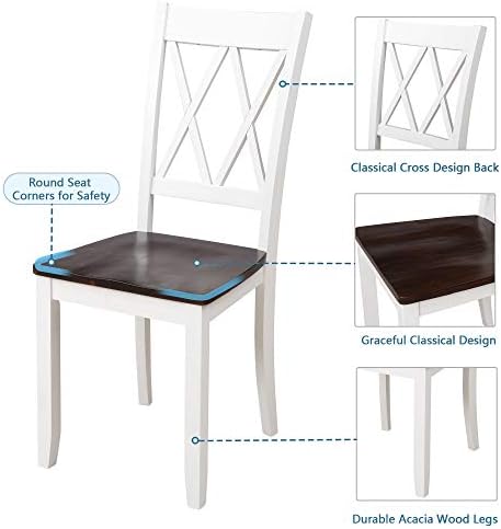 Harper & Bright Designs 5-Piece Wood Dining Table Set for 4, Kitchen Furniture Set with 4 High Back Dining Chairs for Small Places,White+Cherry - Image 4