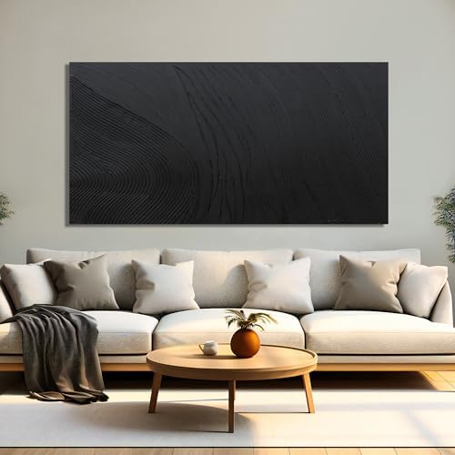 Canvas Wall Art Decor Large Artwork Modern Black Wall Art Black Silence Wall Art Painting Decorations Canvas Art Wall Decor Wall Art Prints for Room Living Room Bedroom Office Decor 29"X58" - Image 3