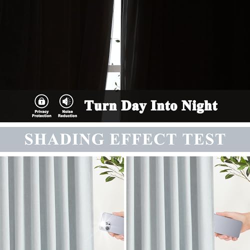 Vision Home Blue Gray Pinch Pleated Full Blackout Curtains Linen Blended Room Darkening Curtains 120 inch for Living Room Bedroom Thermal Insulated Pinch Pleat Drapes with Hooks 10ft 40" Wx120 Lx2 - Image 3
