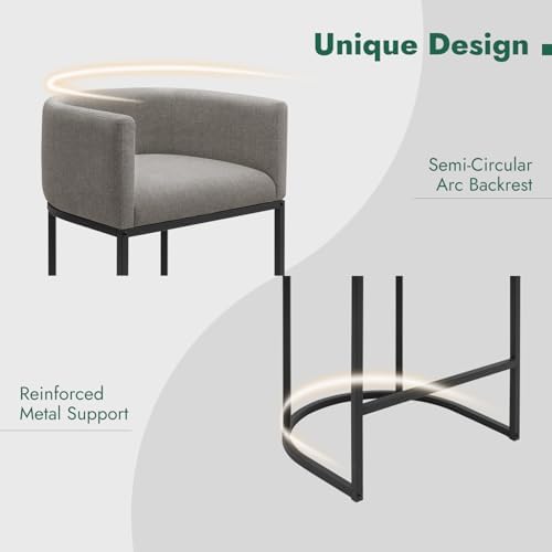 Counter Height Bar Stools, 24 Inch Seat Height Barstools for Dining Room, Fabric Upholstered Bar Chair for Kitchen Island, Linen Counter Stools with Metal Legs, Gray - Image 5