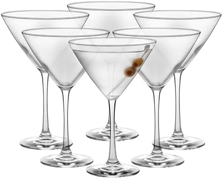 Libbey Vina Glassware Set, Classic, Triangular Martini Glasses Set of 6 for Martinis, Cocktails, Clear Cosmopolitan Glasses for Parties, Weddings by Libbey