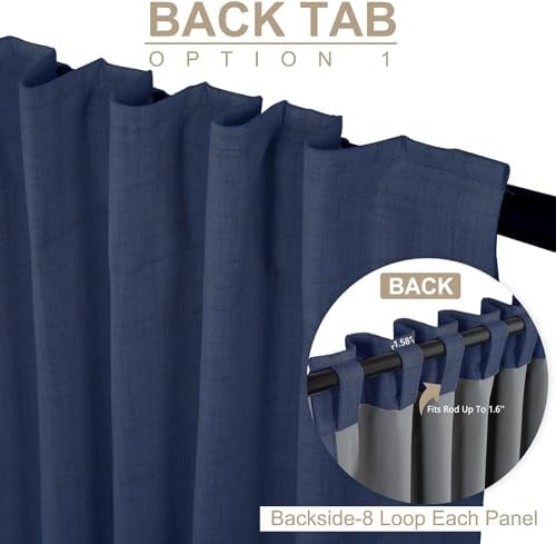 Faux Linen Total Blackout Curtains for Bedroom 102 Inch Long Natural Flax - Image 3