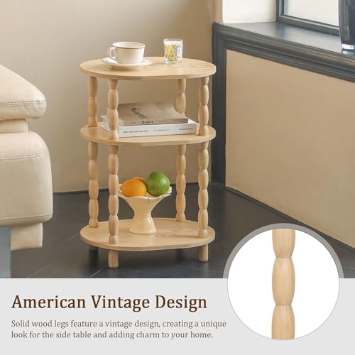MaxSmeo End Table, Small Oval Side Table for Small Spaces, Modern Night Stand Accent Table for Living Room, Bedroom, Natural - Image 5