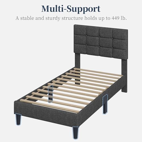 Yaheetech Twin Size Upholstered Tufted Bed Frame with Headboard - Image 6