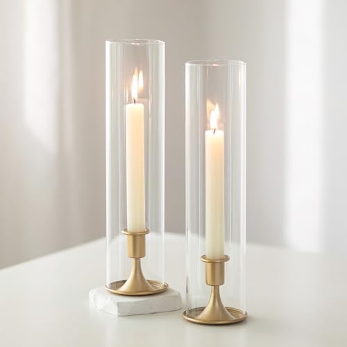 Romadedi Hurricane Candlestick Holders Gold, Taper Candle Holder, Pack of 2 by ROMADEDI